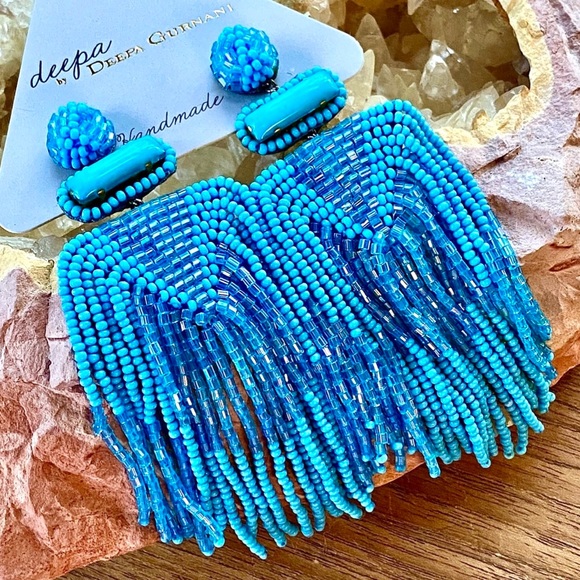 NWT Deepa Gurnani Beaded Fringe Chandeliers - Picture 8 of 12